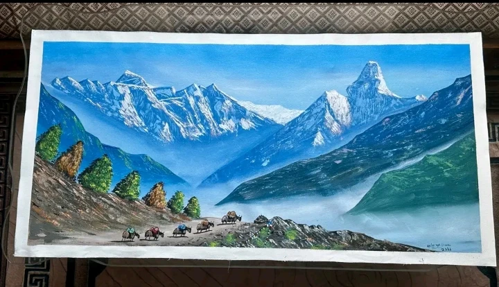 Nepal landscape painting size 18/36 - Anuhar canvas